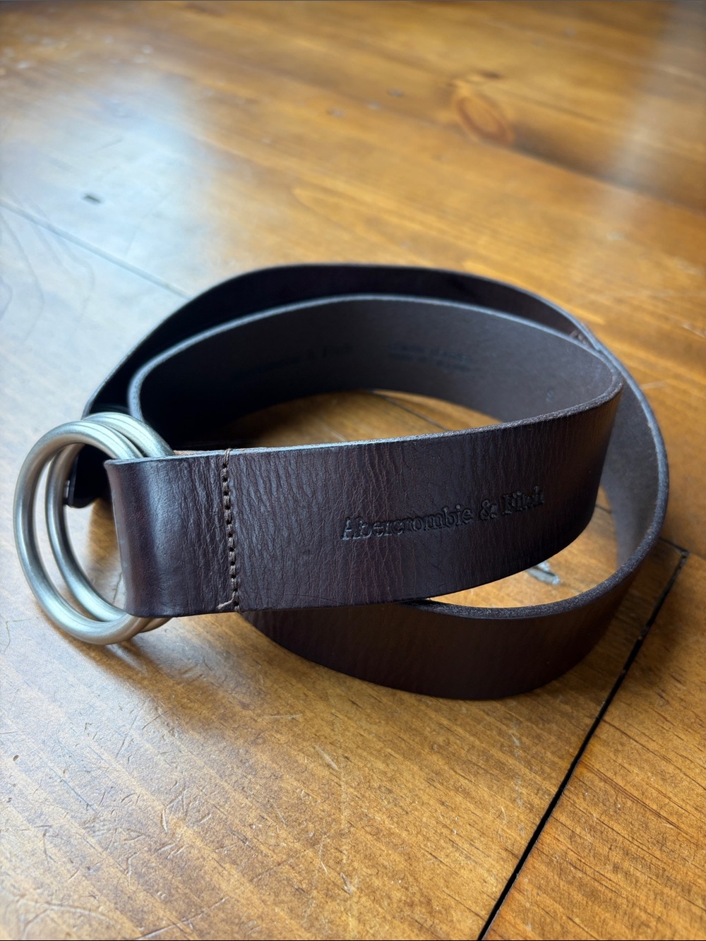 Y2K Abercrombie & Fitch Ring Belt Leather Brown Made in England Sz S